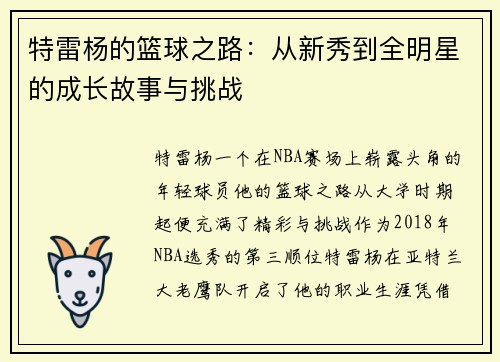 特雷杨的篮球之路：从新秀到全明星的成长故事与挑战